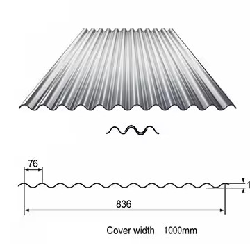Offerta speciale su Z61-Z90 Rivestimento Acciaio galvanizzato corrugato per tetto per larghezza 470 mm